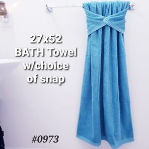 💟💥0973-A New! Aqua Hang'N'Snap BATH Towel 27x52 *TEAL JEWEL SNAP